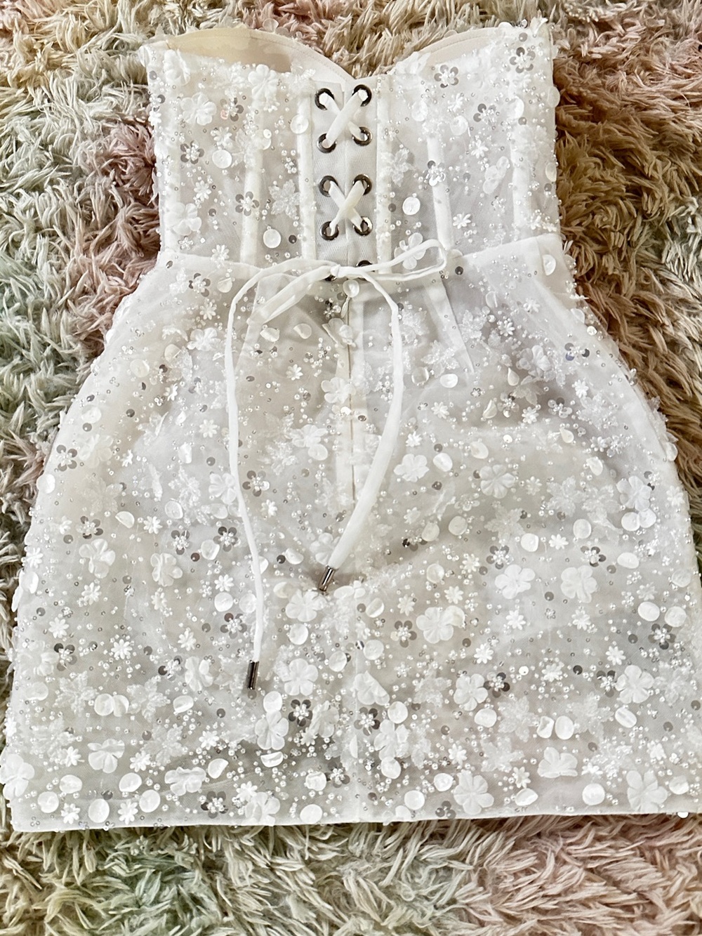 Rosie Etienne Eloise Beaded Flower Lace Wedding Party Limited Edition Dress UK8 - Picture 8 of 14